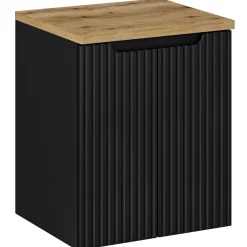 Garnero Arredamenti Mobile Bagno Sospeso-Mobile bagno sospeso 50cm cannettato 2 ante rovere Cleany Nero