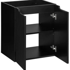 Garnero Arredamenti Mobile Bagno Sospeso-Mobile bagno sospeso 50cm cannettato 2 ante rovere Cleany Nero