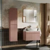 Garnero Arredamenti Mobile Bagno Sospeso-Mobile bagno sospeso 80cm cannettato con lavabo, colonna e specchio rosa Autentic