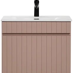 Garnero Arredamenti Mobile Bagno Sospeso-Mobile bagno sospeso 60cm cannettato con lavabo 1 cassettone Autentic Rosa