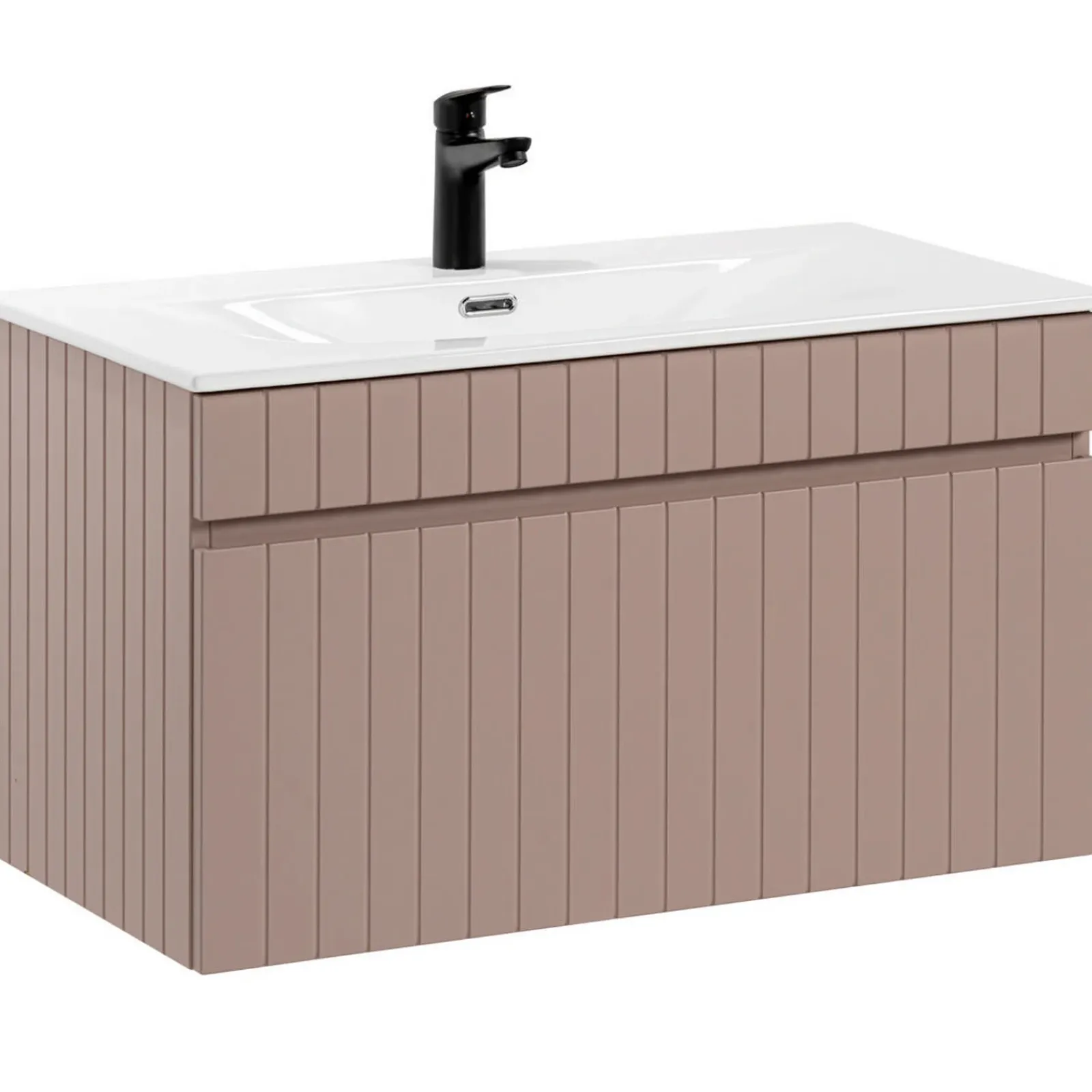 Garnero Arredamenti Mobile Bagno Sospeso-Mobile bagno sospeso 80cm cannettato con lavabo 1 cassettone Autentic Rosa