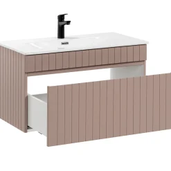 Garnero Arredamenti Mobile Bagno Sospeso-Mobile bagno sospeso 80cm cannettato con lavabo 1 cassettone Autentic Rosa