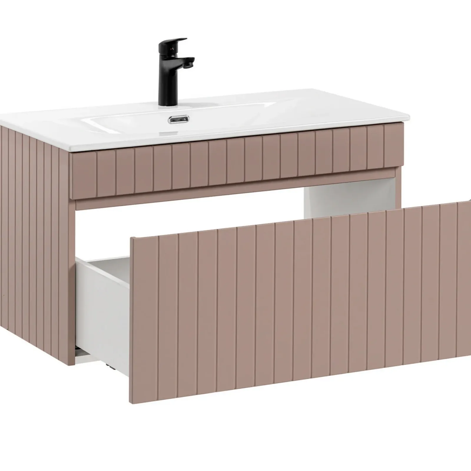 Garnero Arredamenti Mobile Bagno Sospeso-Mobile bagno sospeso 80cm cannettato con lavabo 1 cassettone Autentic Rosa