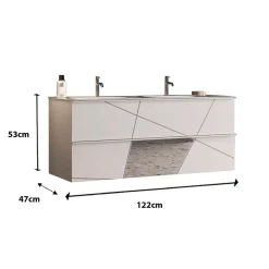 Garnero Arredamenti Mobile Bagno Sospeso-Mobile bagno sospeso 120cm con doppio lavabo e specchio bianco lucido specchi Olimpo