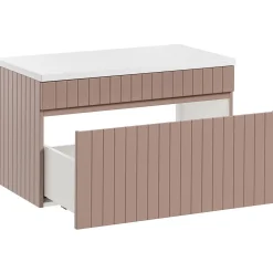 Garnero Arredamenti Mobile Bagno Sospeso-Mobile bagno sospeso 80cm cannettato 1 cassettone Autentic Rosa