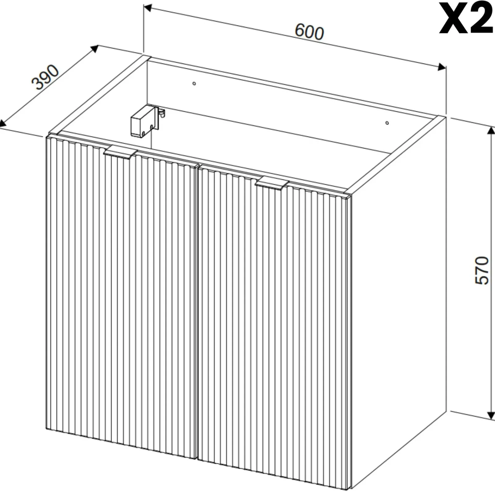 Garnero Arredamenti Mobile Bagno Sospeso-Mobile bagno sospeso 120cm cannettato 4 ante beige rovere Cleany