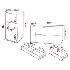 Garnero Arredamenti Mobile Bagno Sospeso-Mobile bagno sospeso 80cm con pensile nero Hakone 3 Nero Lucido