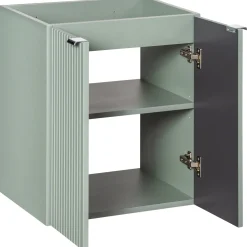 Garnero Arredamenti Mobile Bagno Sospeso-Mobile bagno sospeso 60cm cannettato con lavabo 2 ante verde salvia Greeny