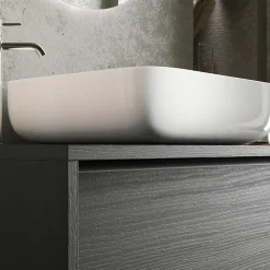 Garnero Arredamenti Mobile Bagno Sospeso-Mobile bagno sospeso 105cm con lavabo 2 cassetti nero frassinato Absolut