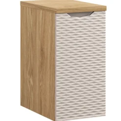 Garnero Arredamenti Mobile Bagno Sospeso-Mobile bagno sospeso 120cm con lavabo, specchio, colonna e 3 pensili beige rovere Swim
