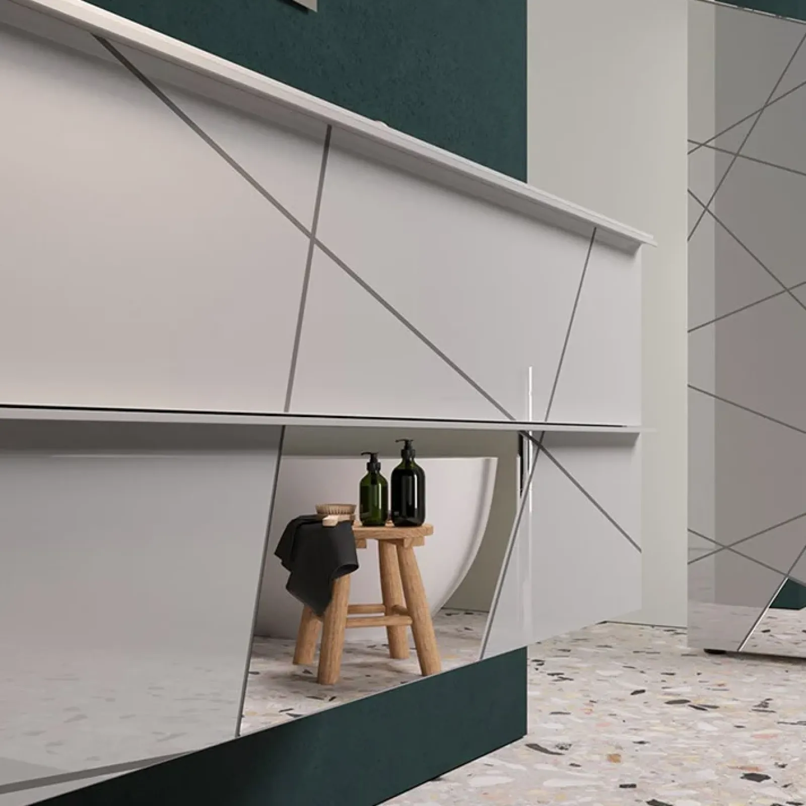 Garnero Arredamenti Mobile Bagno Sospeso-Mobile bagno sospeso 100cm con lavabo e specchio bianco lucido specchi Olimpo