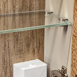 Garnero Arredamenti Mobile Bagno Sospeso-Mobile bagno sospeso 80cm con lavabo, mobile specchio e colonna grigio quercia Serif