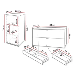 Garnero Arredamenti Mobile Bagno Sospeso-Mobile bagno sospeso 80cm con pensile Hakone 3 Grigio