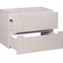 Garnero Arredamenti Mobile Bagno Sospeso-Mobile bagno sospeso 80cm cannettato 2 cassetti rovere Cleany Beige