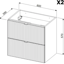 Garnero Arredamenti Mobile Bagno Sospeso-Mobile bagno sospeso 120cm cannettato 4 cassetti rovere Cleany Beige