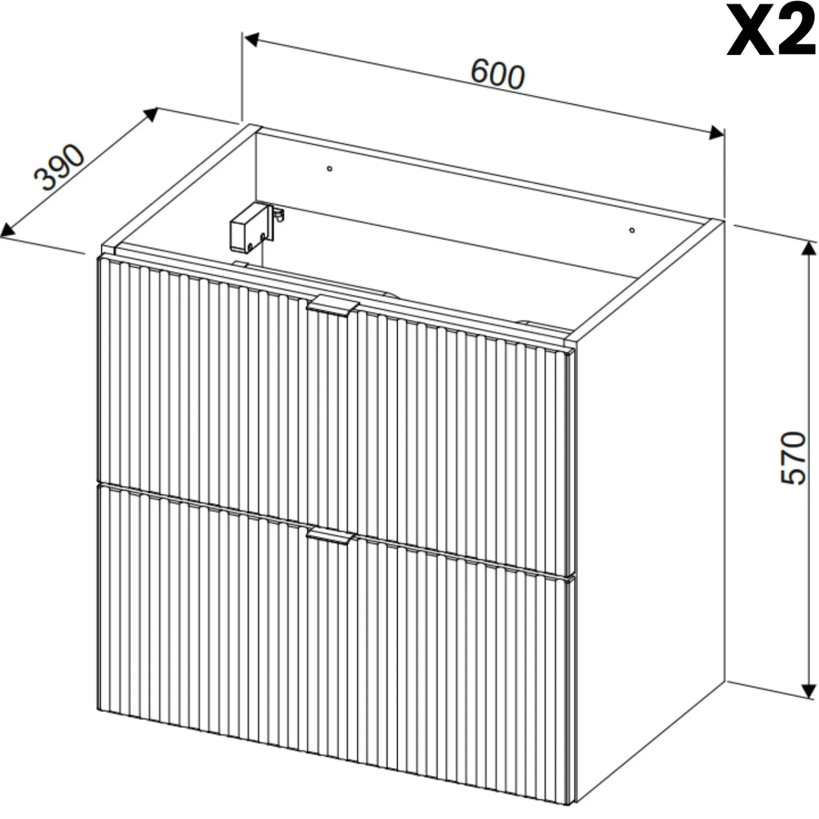 Garnero Arredamenti Mobile Bagno Sospeso-Mobile bagno sospeso 120cm cannettato 4 cassetti rovere Cleany Beige