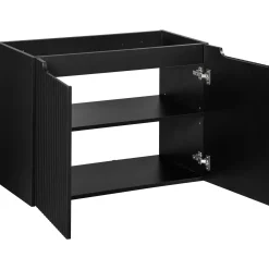 Garnero Arredamenti Mobile Bagno Sospeso-Mobile bagno sospeso 80cm cannettato con lavabo 2 ante Cleany Nero