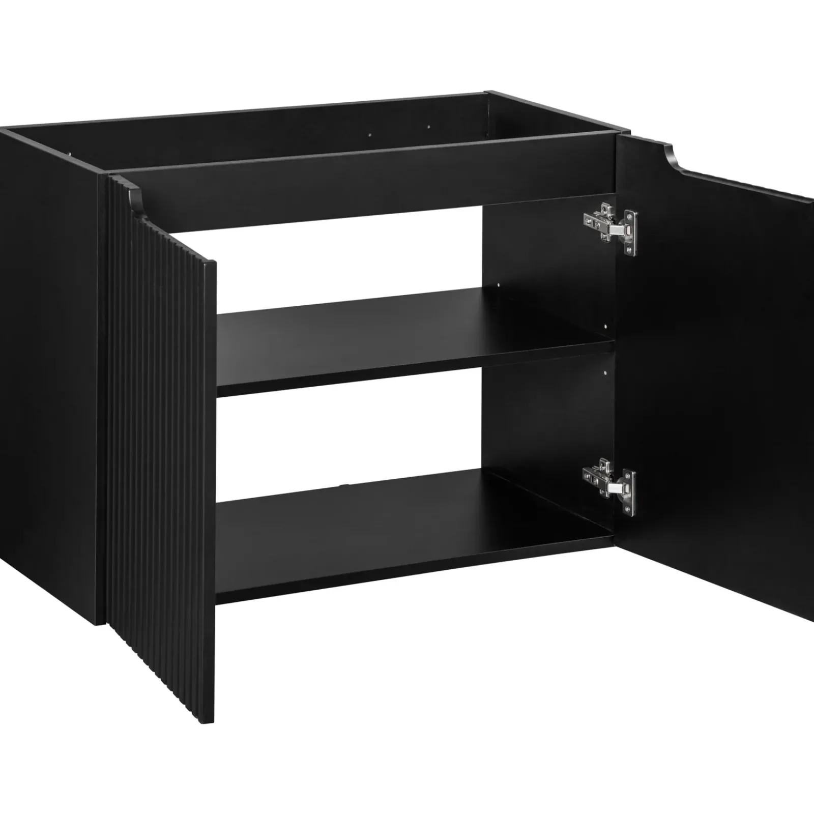 Garnero Arredamenti Mobile Bagno Sospeso-Mobile bagno sospeso 80cm cannettato con lavabo 2 ante Cleany Nero