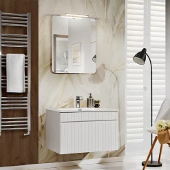 Garnero Arredamenti Mobile Bagno Sospeso-Mobile bagno sospeso 80cm cannettato con lavabo 1 cassettone Autentic Bianco