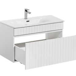 Garnero Arredamenti Mobile Bagno Sospeso-Mobile bagno sospeso 80cm cannettato con lavabo 1 cassettone Autentic Bianco