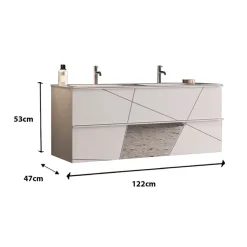 Garnero Arredamenti Mobile Bagno Sospeso-Mobile bagno sospeso 120cm con doppio lavabo bianco lucido specchi Olimpo