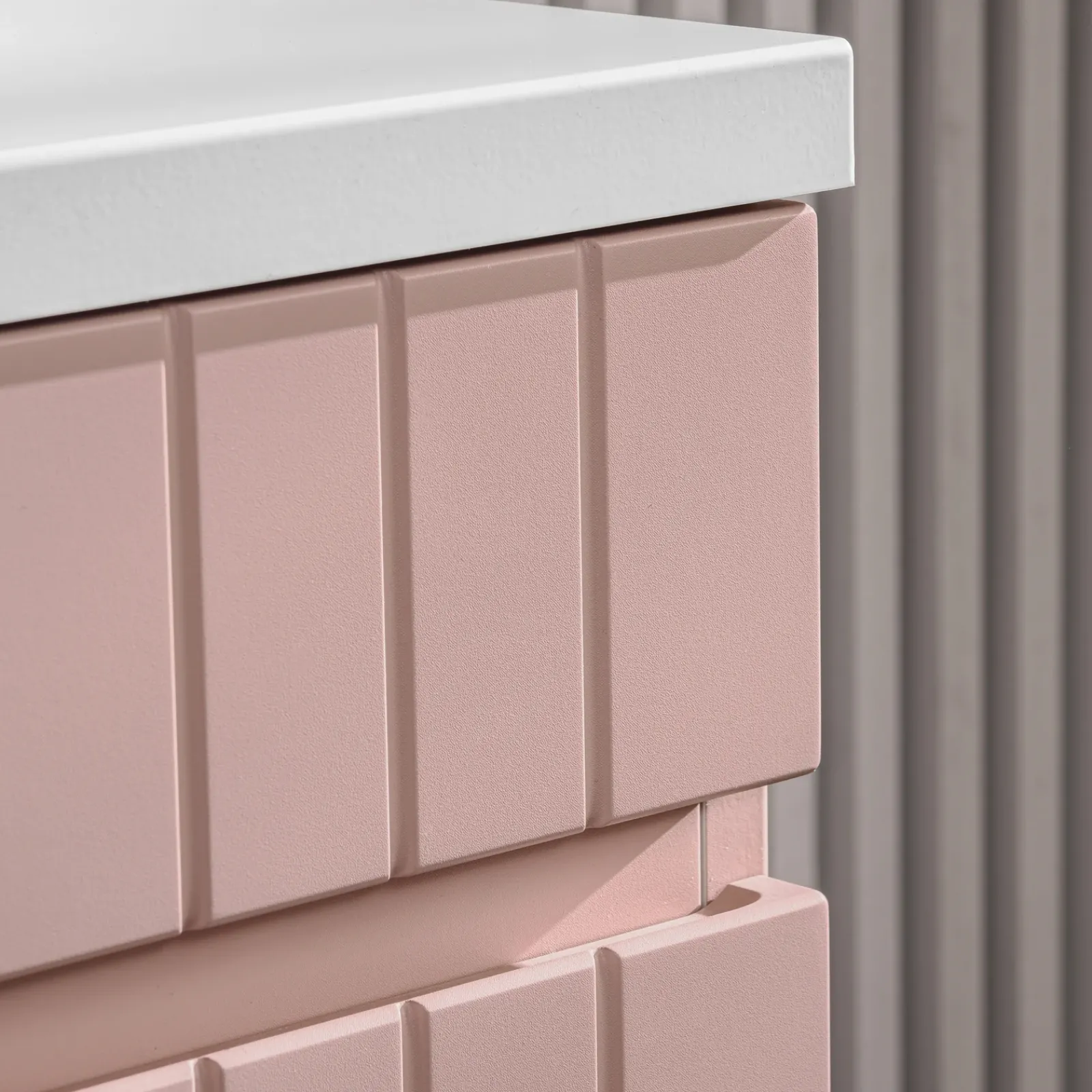 Garnero Arredamenti Mobile Bagno Sospeso-Mobile bagno sospeso 100cm cannettato con lavabo, colonna e specchio Autentic Rosa