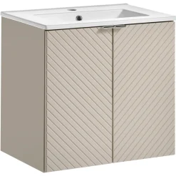 Garnero Arredamenti Mobile Bagno Sospeso-Mobile bagno sospeso 60cm con lavabo 2 ante beige cashmere Neutry