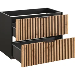 Garnero Arredamenti Mobile Bagno Sospeso-Mobile bagno sospeso 80cm cm 2 cassetti quercia antracite Limpid