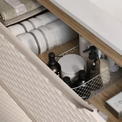 Garnero Arredamenti Mobile Bagno Sospeso-Mobile bagno sospeso 120cm con lavabo da incasso beige rovere Swim Beige - Rovere