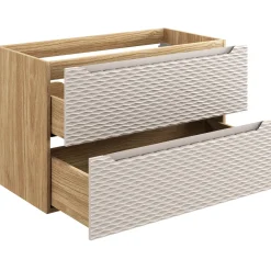 Garnero Arredamenti Mobile Bagno Sospeso-Mobile bagno sospeso 120cm con lavabo da incasso beige rovere Swim Beige - Rovere