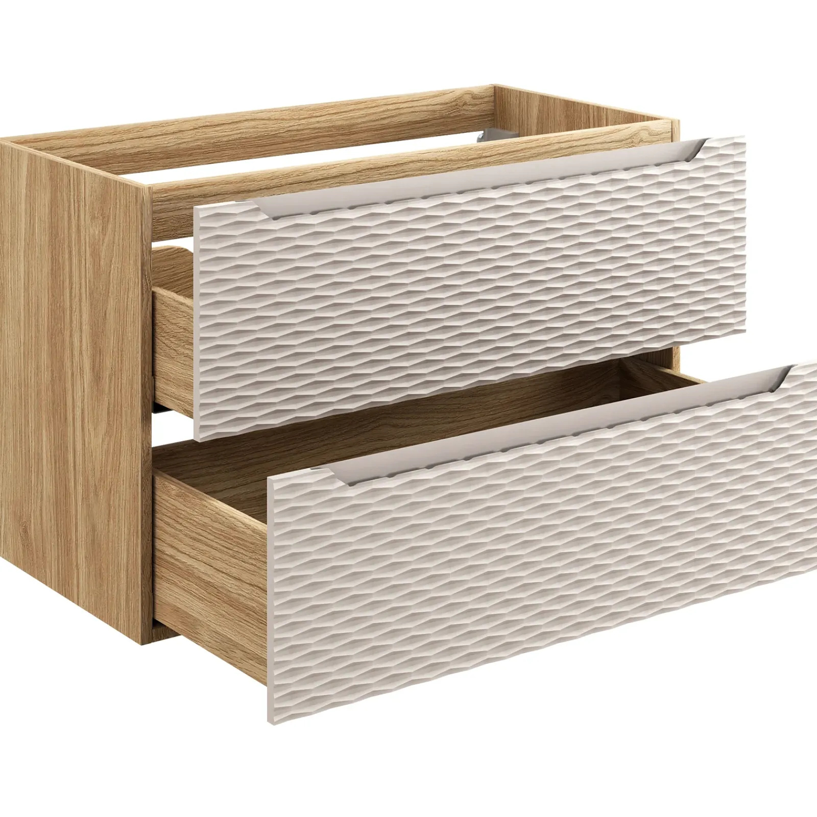 Garnero Arredamenti Mobile Bagno Sospeso-Mobile bagno sospeso 120cm con lavabo da incasso beige rovere Swim Beige - Rovere