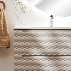 Garnero Arredamenti Mobile Bagno Sospeso-Mobile bagno sospeso 120cm con lavabo da incasso beige rovere Swim Beige - Rovere