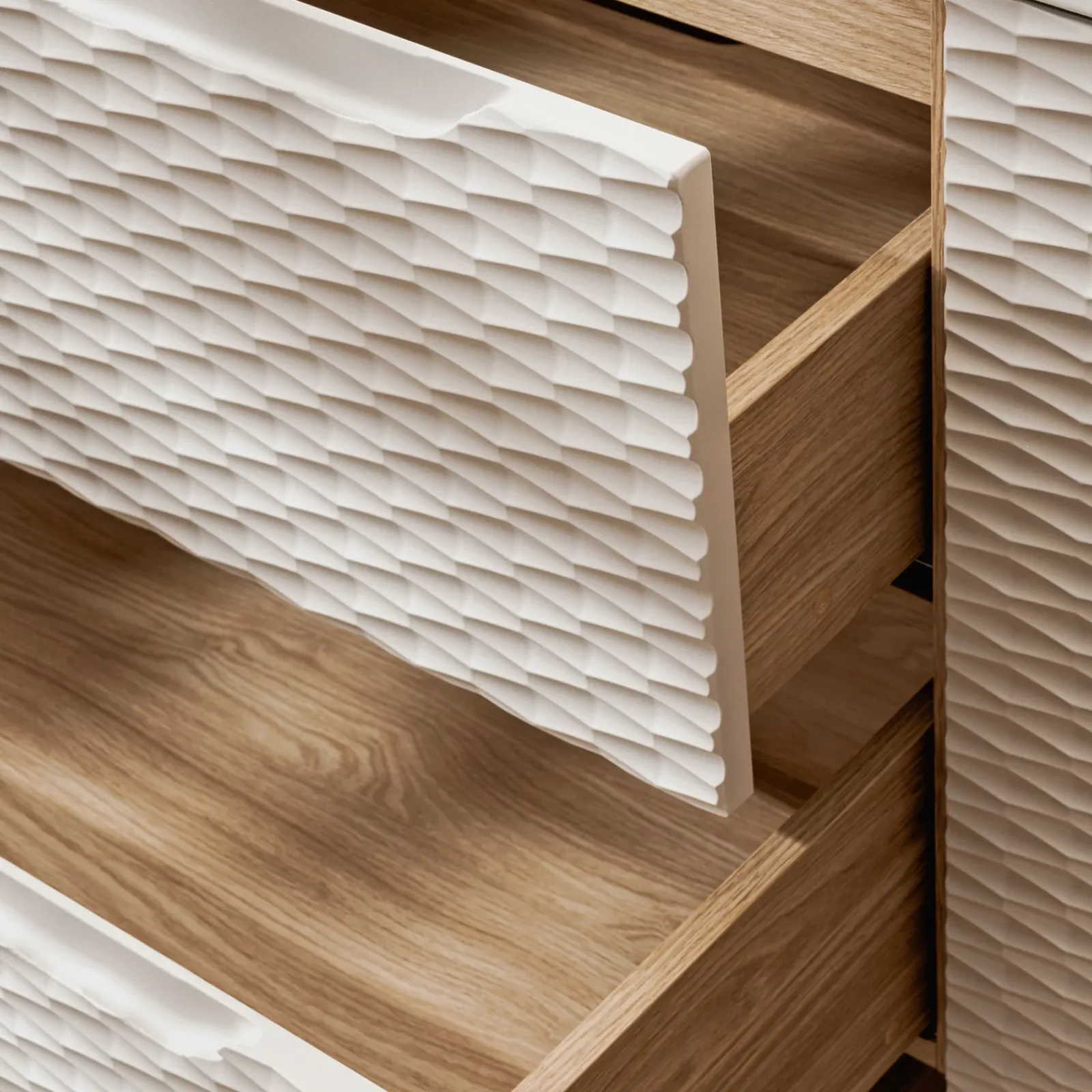 Garnero Arredamenti Mobile Bagno Sospeso-Mobile bagno sospeso 120cm con lavabo da incasso beige rovere Swim Beige - Rovere