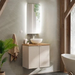 Garnero Arredamenti Mobile Bagno Sospeso-Mobile bagno sospeso 60cm cm 2 ante beige cashmere Neutry