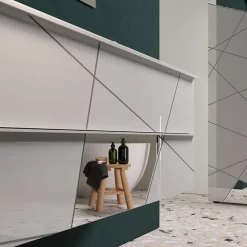 Garnero Arredamenti Mobile Bagno Sospeso-Mobile bagno sospeso 100cm con lavabo 2 cassetti bianco lucido specchi Olimpo