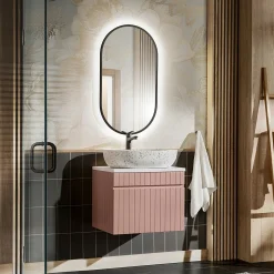 Garnero Arredamenti Mobile Bagno Sospeso-Mobile bagno sospeso 60cm cannettato 1 cassettone Autentic Rosa