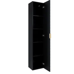 Garnero Arredamenti Mobile Bagno Sospeso-Mobile bagno sospeso 80cm con colonna nero frontali decorati Konny Nero Lucido - Nero opaco