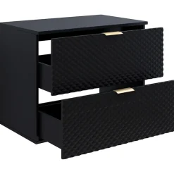 Garnero Arredamenti Mobile Bagno Sospeso-Mobile bagno sospeso 80cm con colonna nero frontali decorati Konny Nero Lucido - Nero opaco