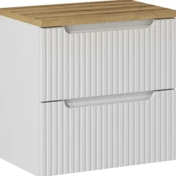 Garnero Arredamenti Mobile Bagno Sospeso-Mobile bagno sospeso 60cm cannettato 2 cassetti bianco rovere Cleany Bianco Opaco