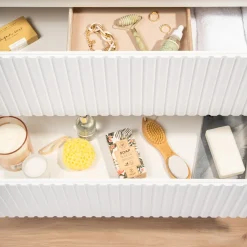 Garnero Arredamenti Mobile Bagno Sospeso-Mobile bagno sospeso 60cm cannettato 2 cassetti bianco rovere Cleany Bianco Opaco