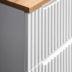 Garnero Arredamenti Mobile Bagno Sospeso-Mobile bagno sospeso 60cm cannettato 2 cassetti bianco rovere Cleany Bianco Opaco