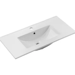 Garnero Arredamenti Mobile Bagno Sospeso-Mobile bagno sospeso 80cm cannettato con lavabo 2 ante Cleany Beige
