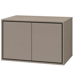 Garnero Arredamenti Mobile Bagno Sospeso-Mobile bagno sospeso 78cm con specchio e colonna nero Linda Tortora