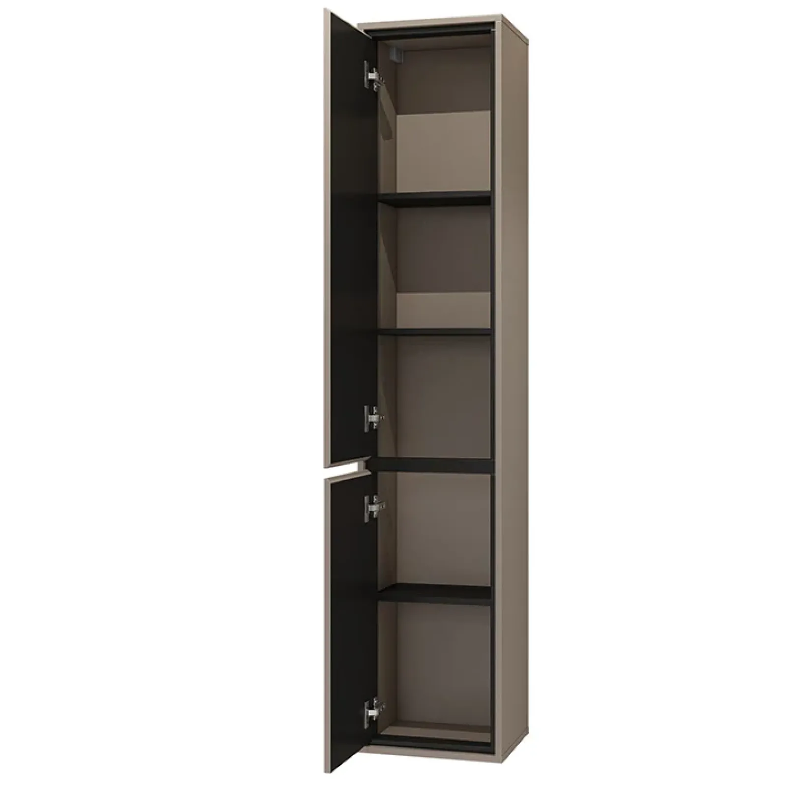 Garnero Arredamenti Mobile Bagno Sospeso-Mobile bagno sospeso 78cm con specchio e colonna nero Linda Tortora