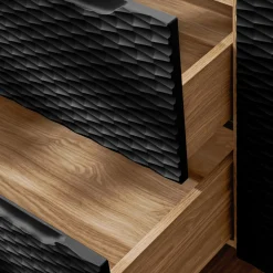 Garnero Arredamenti Mobile Bagno Sospeso-Mobile bagno sospeso 120cm con 2 lavabi, colonna, pensile e base sospesa nero rovere Swim