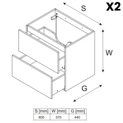 Garnero Arredamenti Mobile Bagno Sospeso-Mobile bagno sospeso 120cm con 2 lavabi, colonna, pensile e base sospesa nero rovere Swim