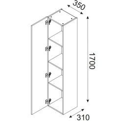 Garnero Arredamenti Mobile Bagno Sospeso-Mobile bagno sospeso 120cm con 2 lavabi, colonna, pensile e base sospesa nero rovere Swim