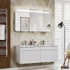 Garnero Arredamenti Mobile Bagno Sospeso-Mobile bagno sospeso 120cm cannettato con 2 lavabi 2 cassettoni bianco Autentic
