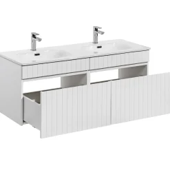 Garnero Arredamenti Mobile Bagno Sospeso-Mobile bagno sospeso 120cm cannettato con 2 lavabi 2 cassettoni bianco Autentic