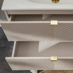 Garnero Arredamenti Mobile Bagno Sospeso-Mobile bagno sospeso 60cm con lavabo 2 cassetti beige cashmere Neutry